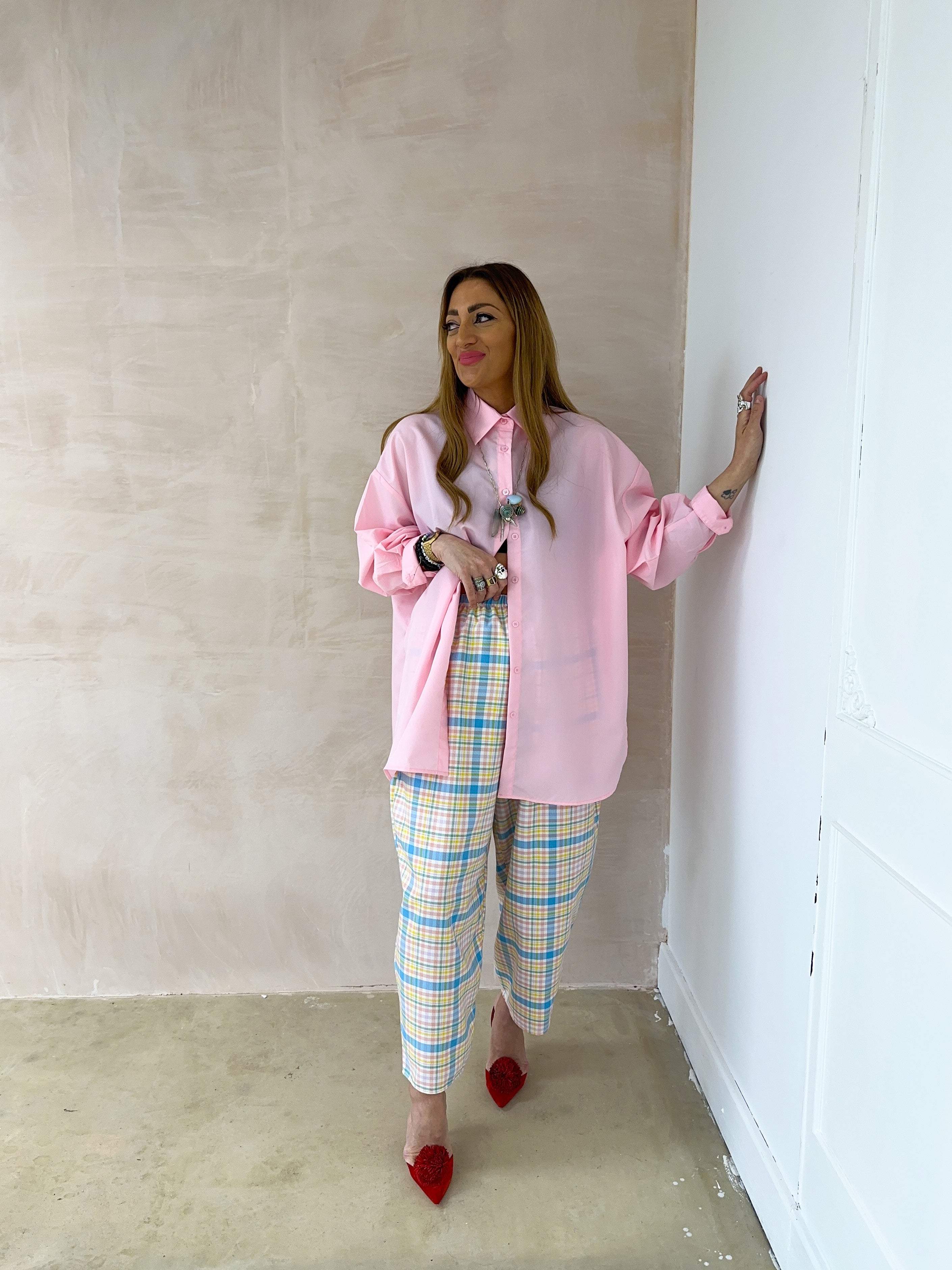 Oversized Relaxed Fit Shirt In Baby Pink