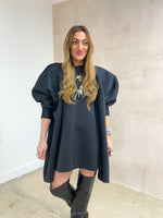 Puff Sleeve Scuba Dress In Black