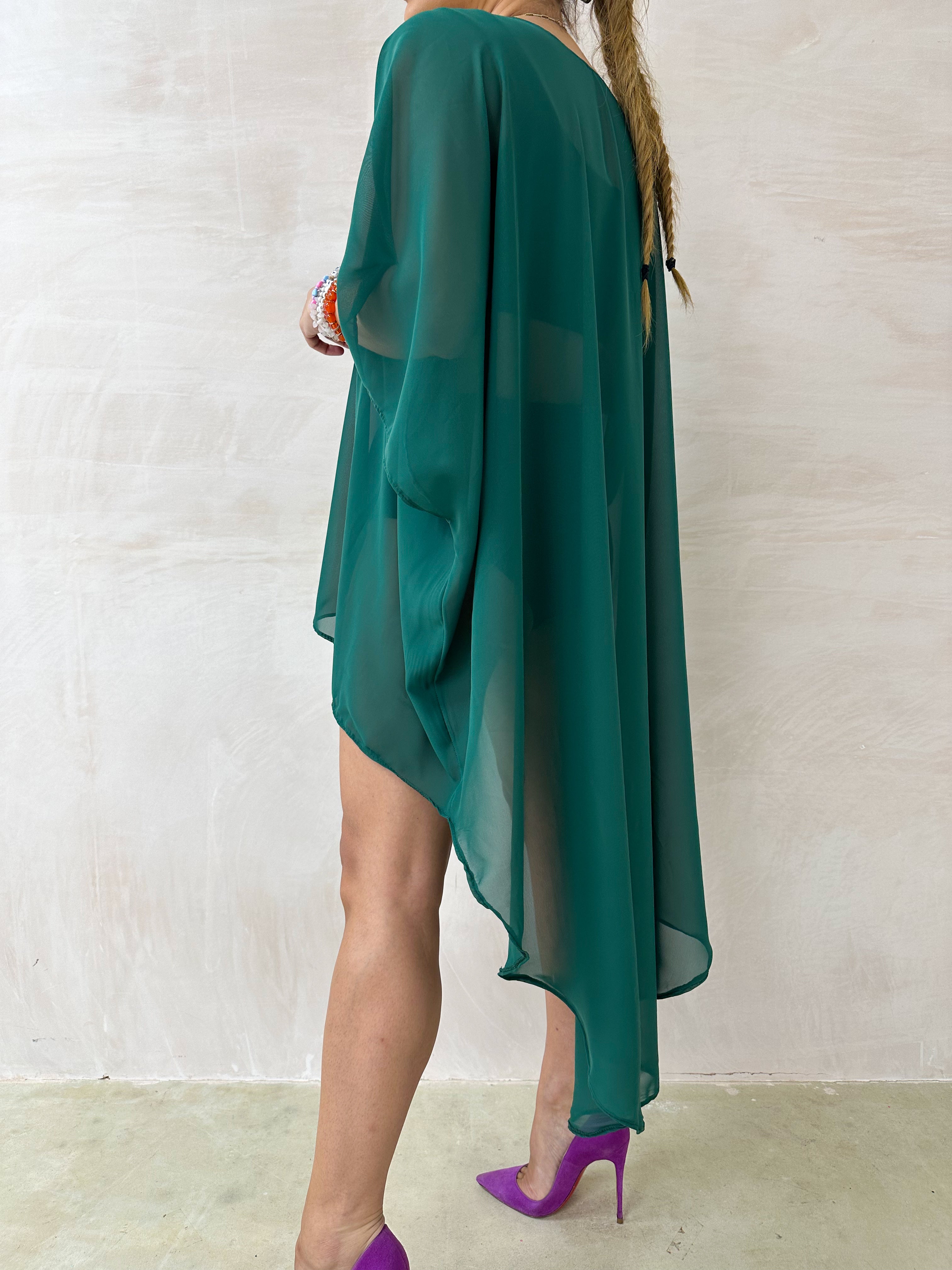 The Jasmine Chiffon Dress In Bottle Green
