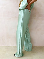 The Midnight Wide Leg Trousers In Sage Green