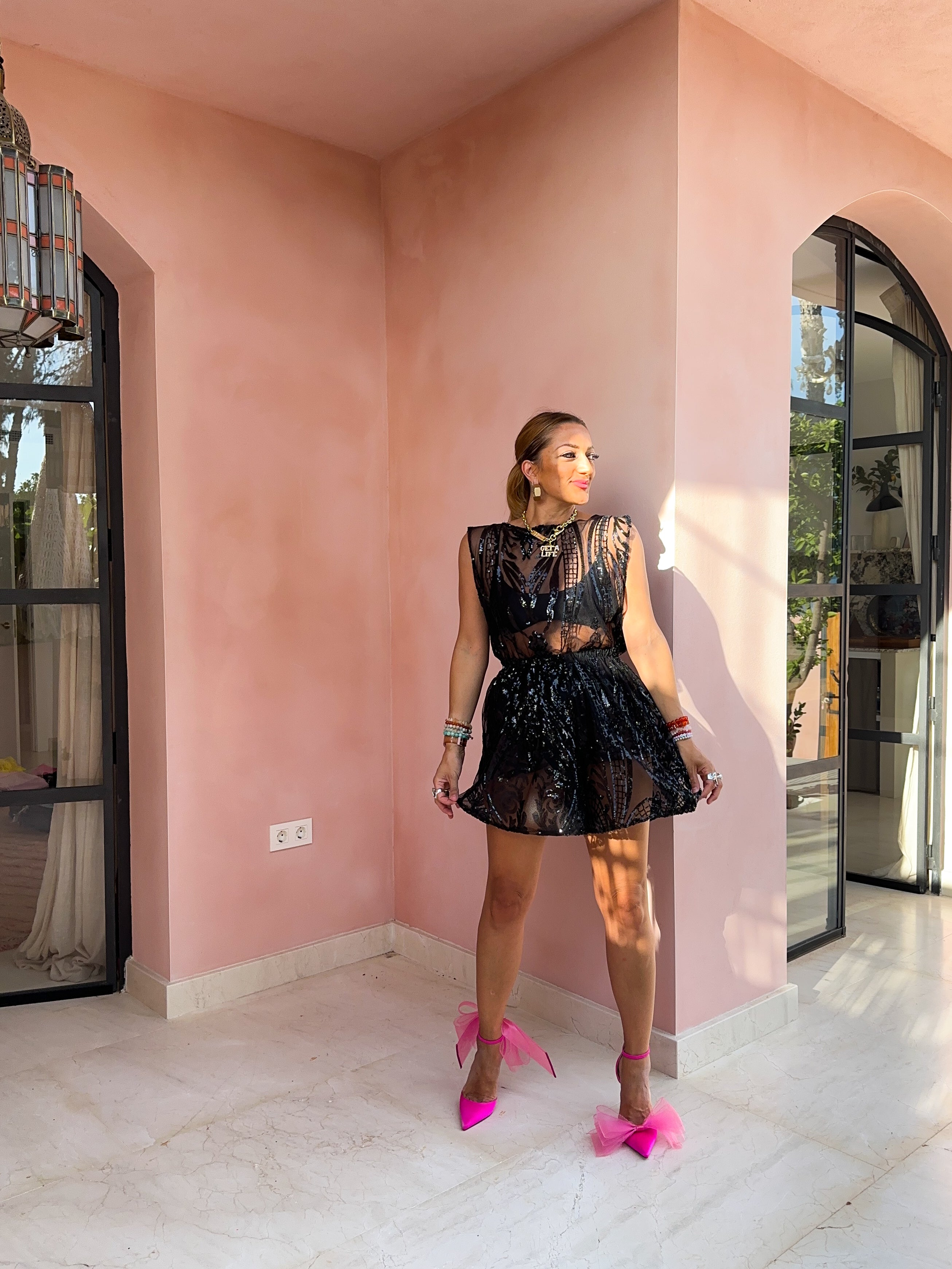 Solaris Sequin Shorts In Black