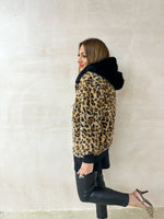 Faux Fur Bomber Jacket In Leopard Print