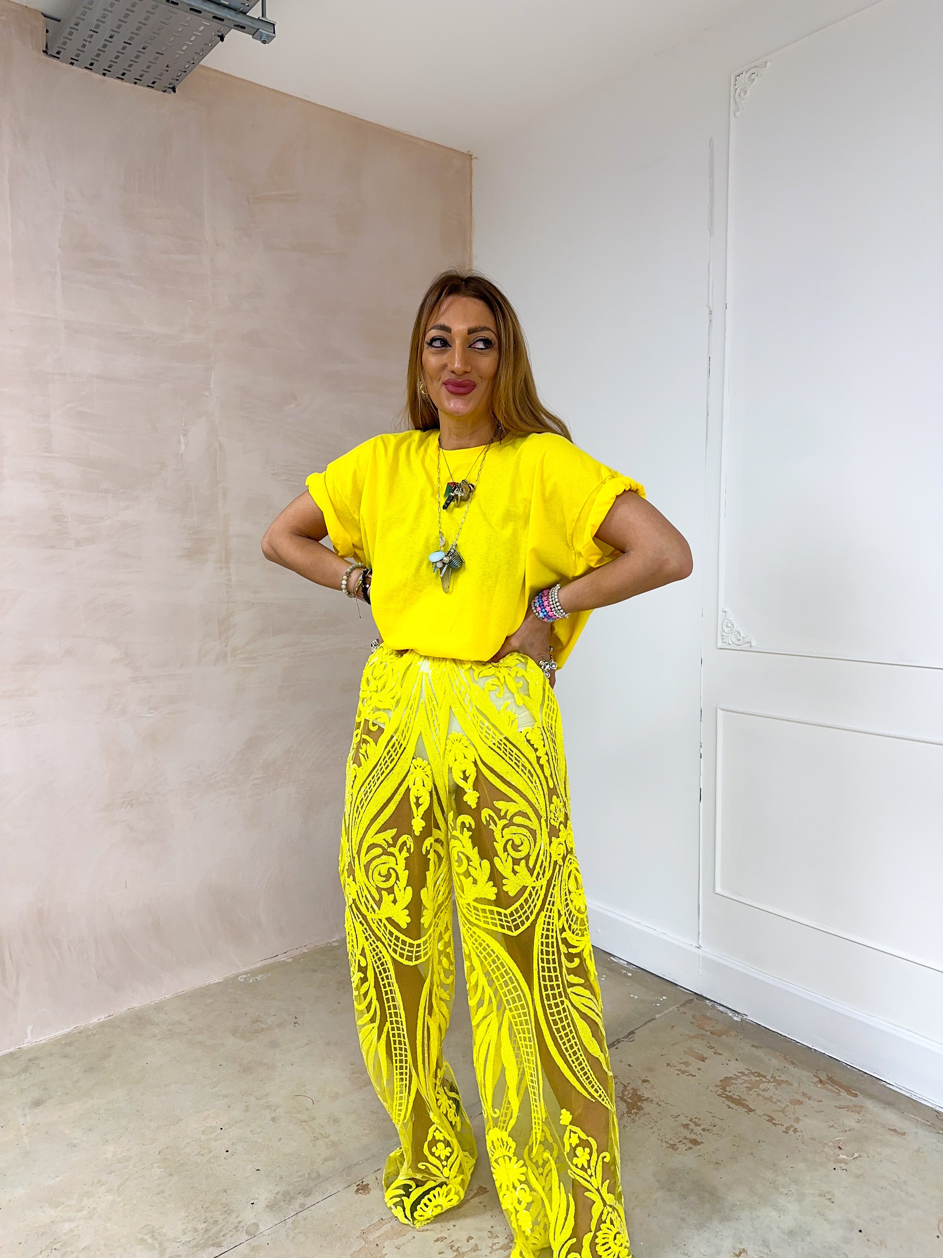 Cropped Basic T-Shirt In Yellow