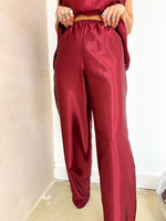 The Midnight Wide Leg Trousers In Burgundy