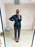 Faux Leather Shirt In Black