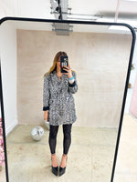 Scattered Sequin Oversized Blazer In Silver