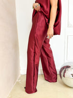 The Midnight Wide Leg Trousers In Burgundy