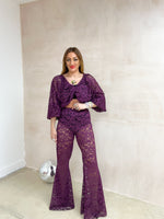 Fairytale Lace Extreme Flare Trousers In Purple