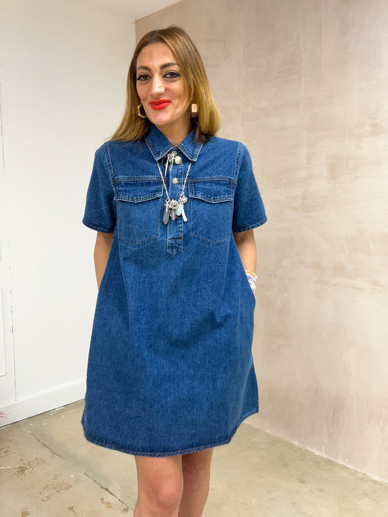 A-Line Denim Mini Dress