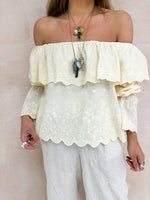 Broderie Anglaise Bardot Top In Cream