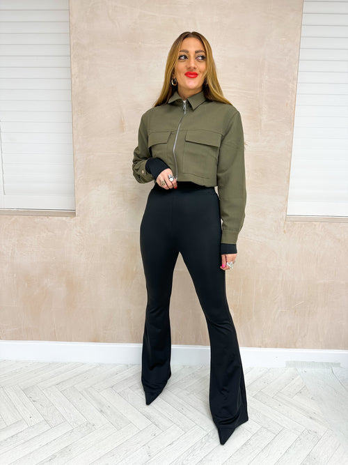 High Waisted Flared Trousers In Black