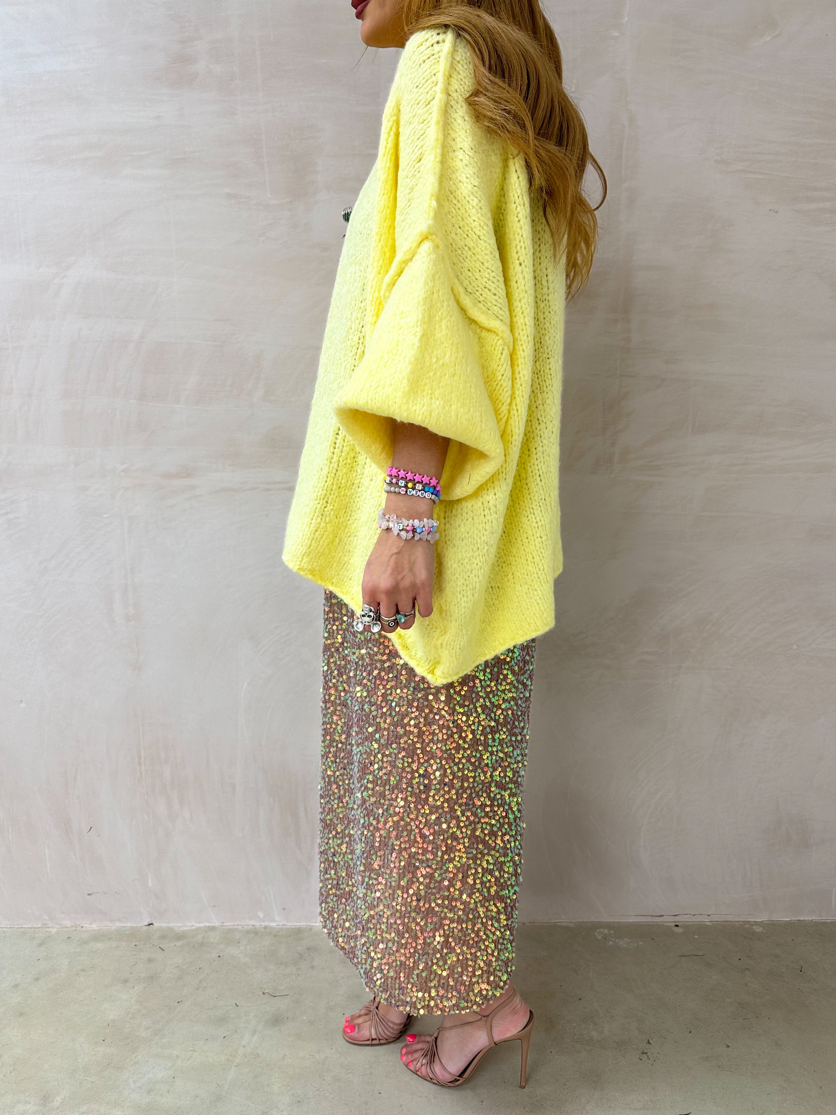 Chunky Knit Oversized Jumper In Yellow