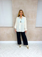 Diamante Embellished Relaxed Fit Shirt In Cream