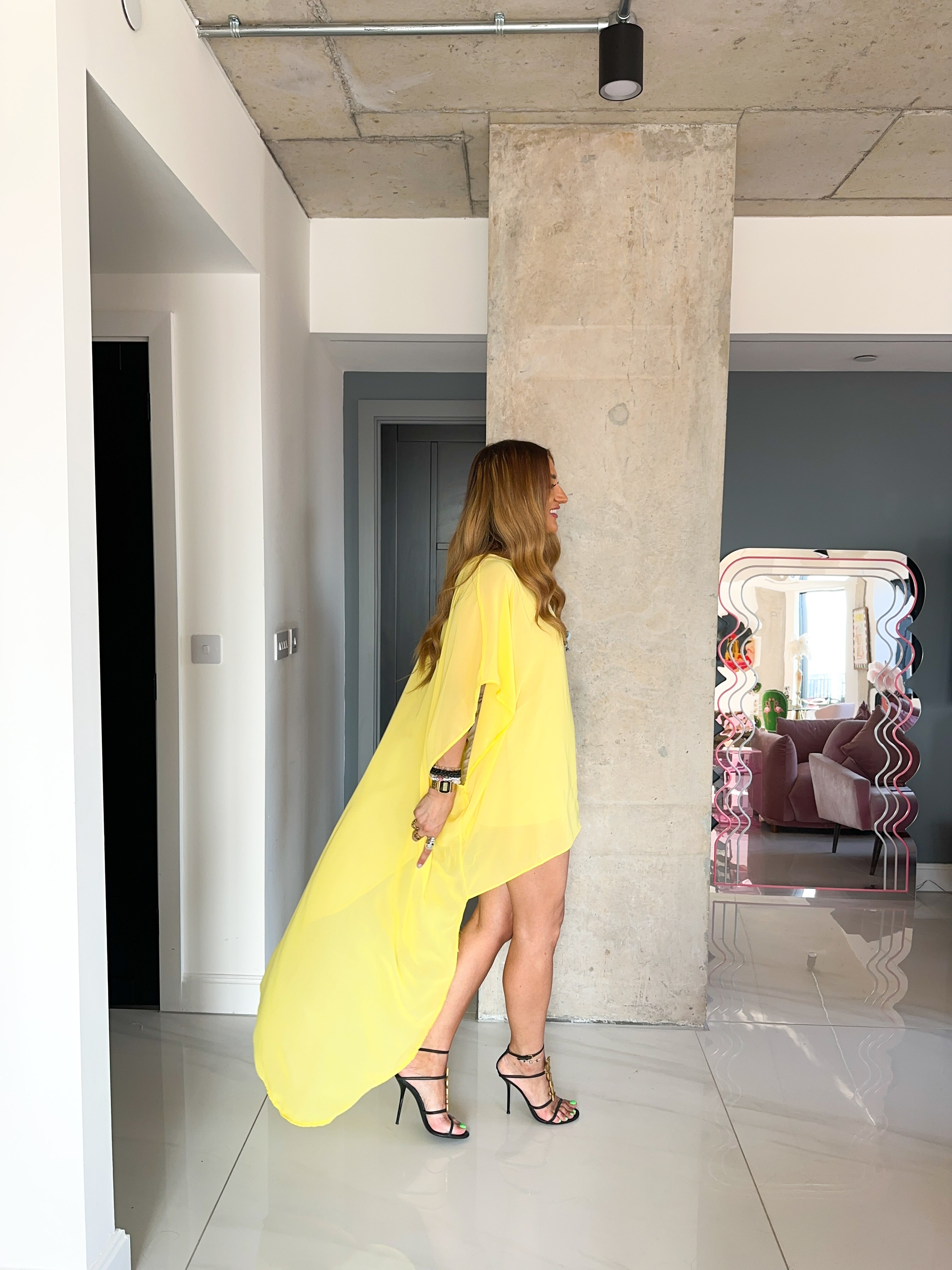 The Jasmine Chiffon Dress In Sunshine Yellow
