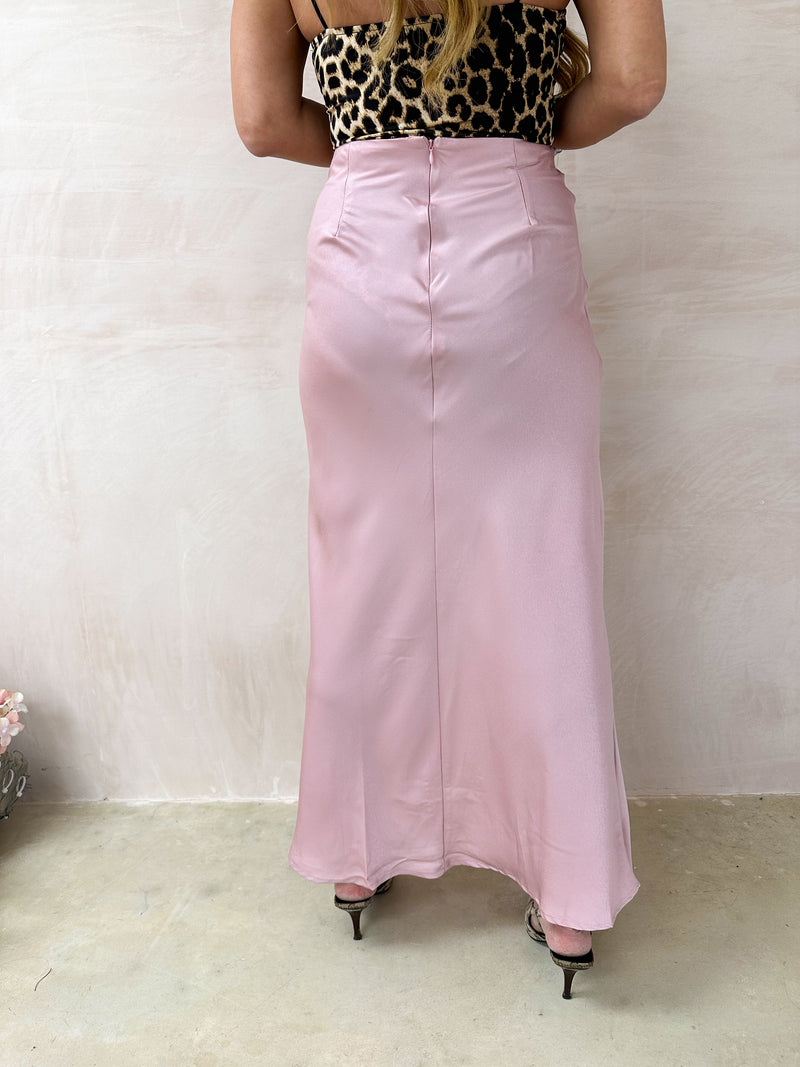 Wrap Front Detail Skirt In Light Pink