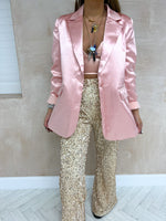 Satin Style Blazer In Coral Pink