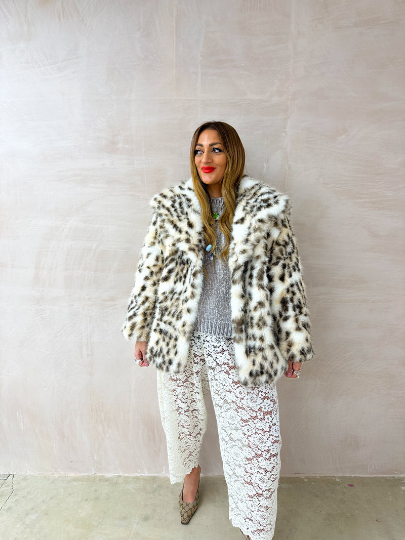 Luxury Faux Fur Coat In Leopard Print