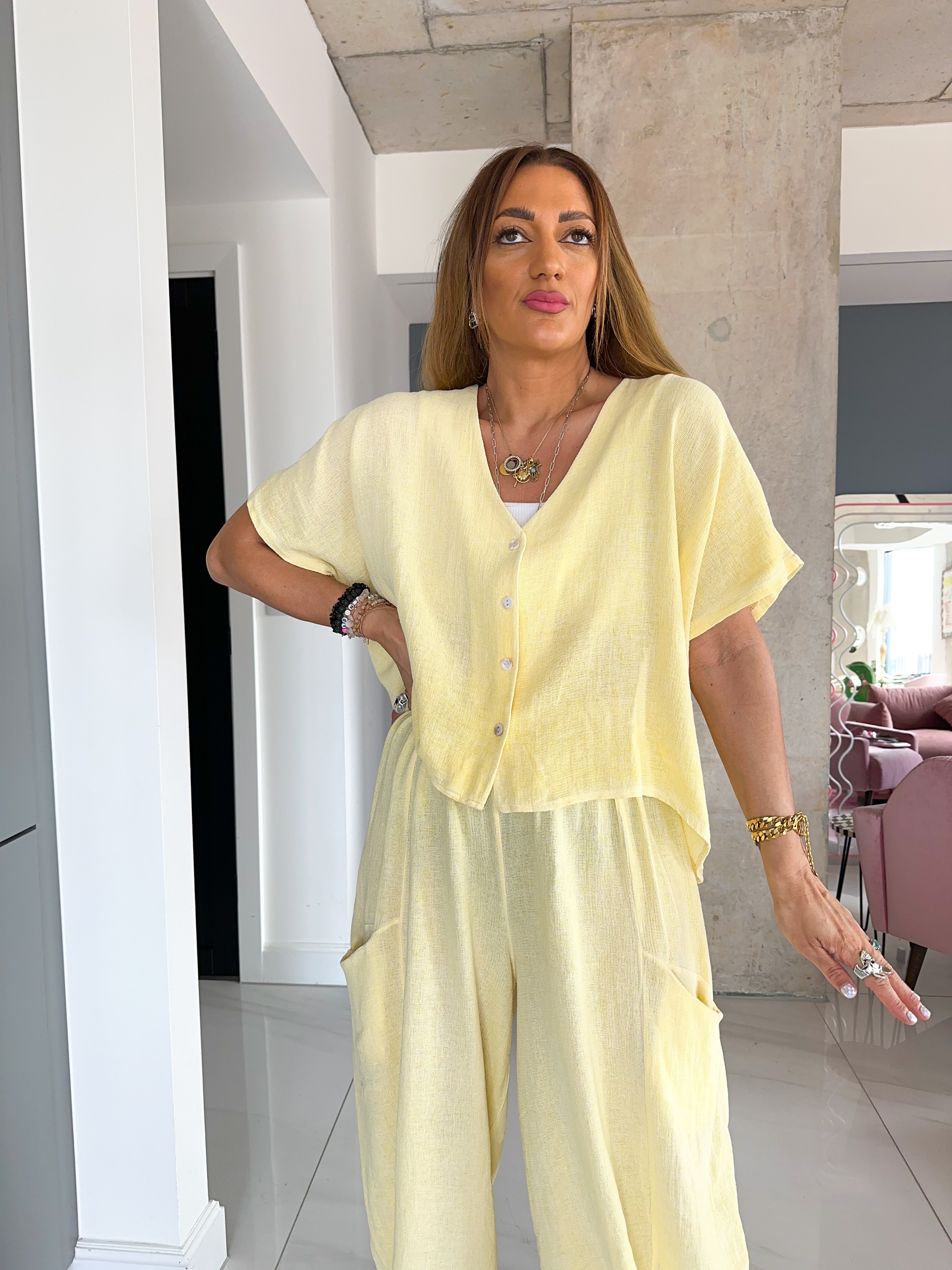 Button Up Top In Candy Yellow