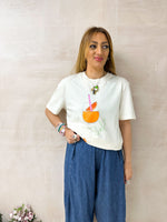 Spritz Tee With Pink Straw In Cream