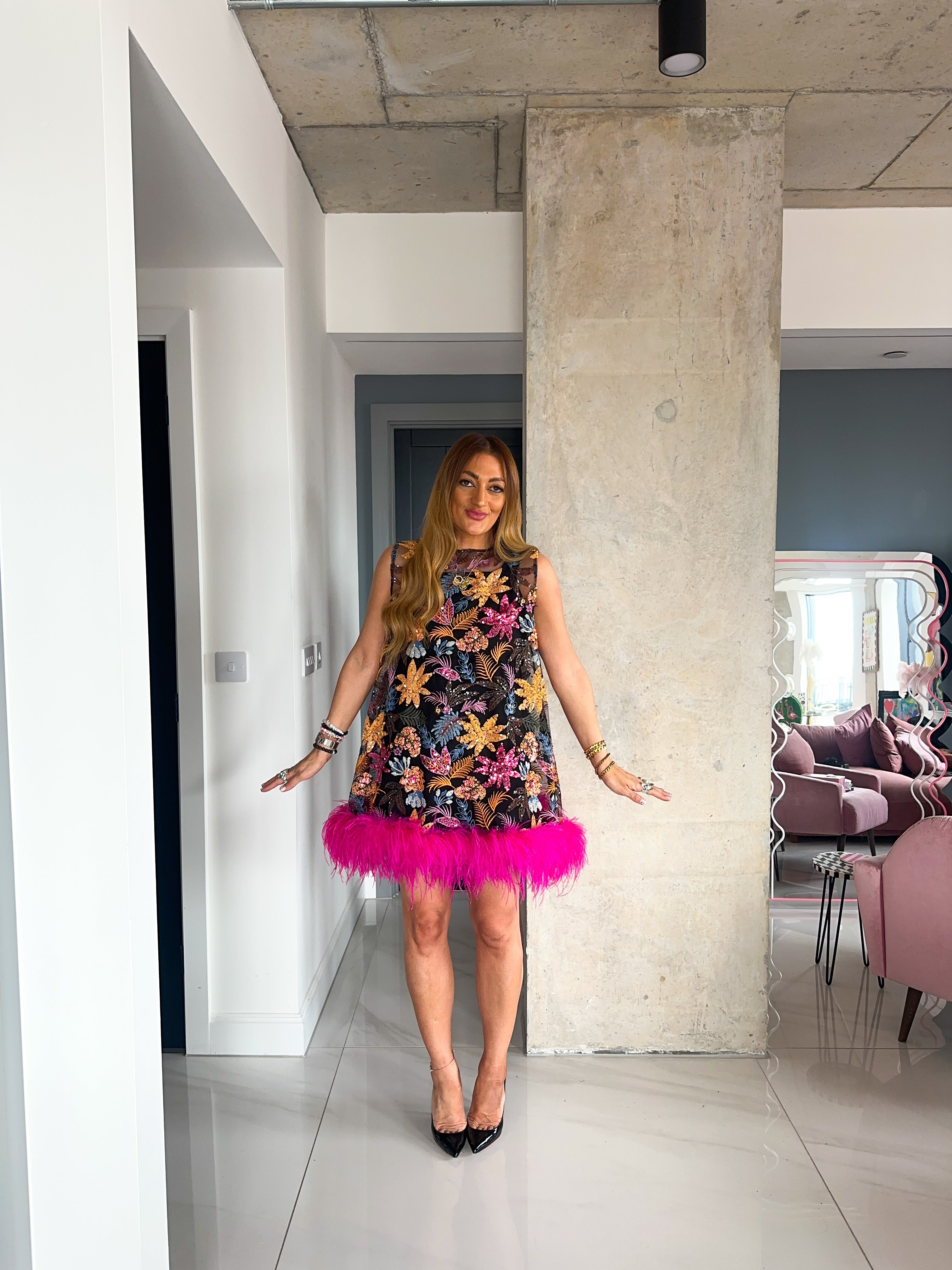 The Flora Sequin Dress In Black