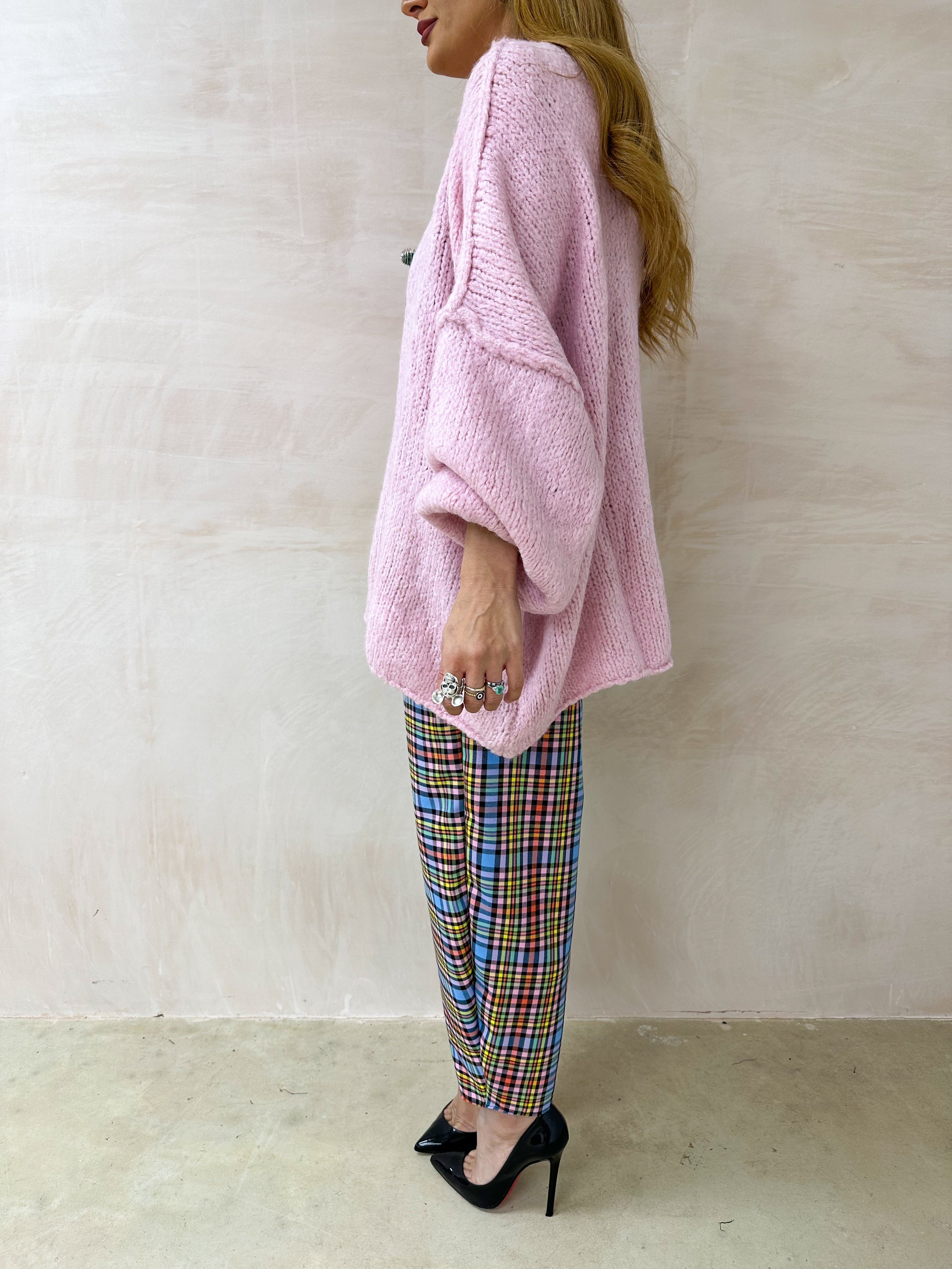 Chunky Knit Oversized Jumper In Pink