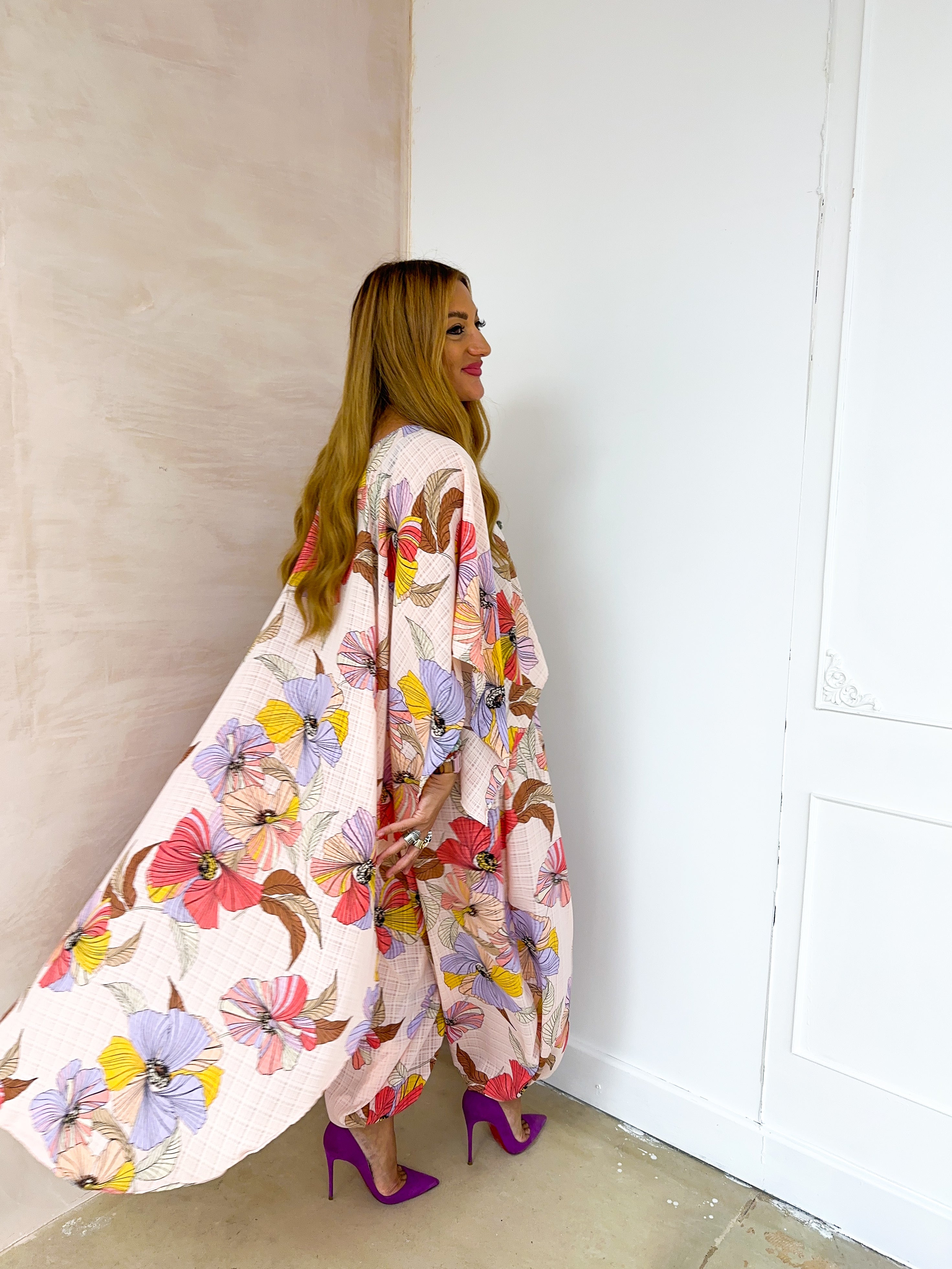 The Jasmine Chiffon Cape Top In Abstract Floral