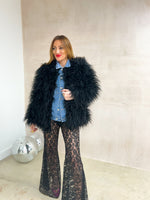 Shabby Faux Fur Coat In Black