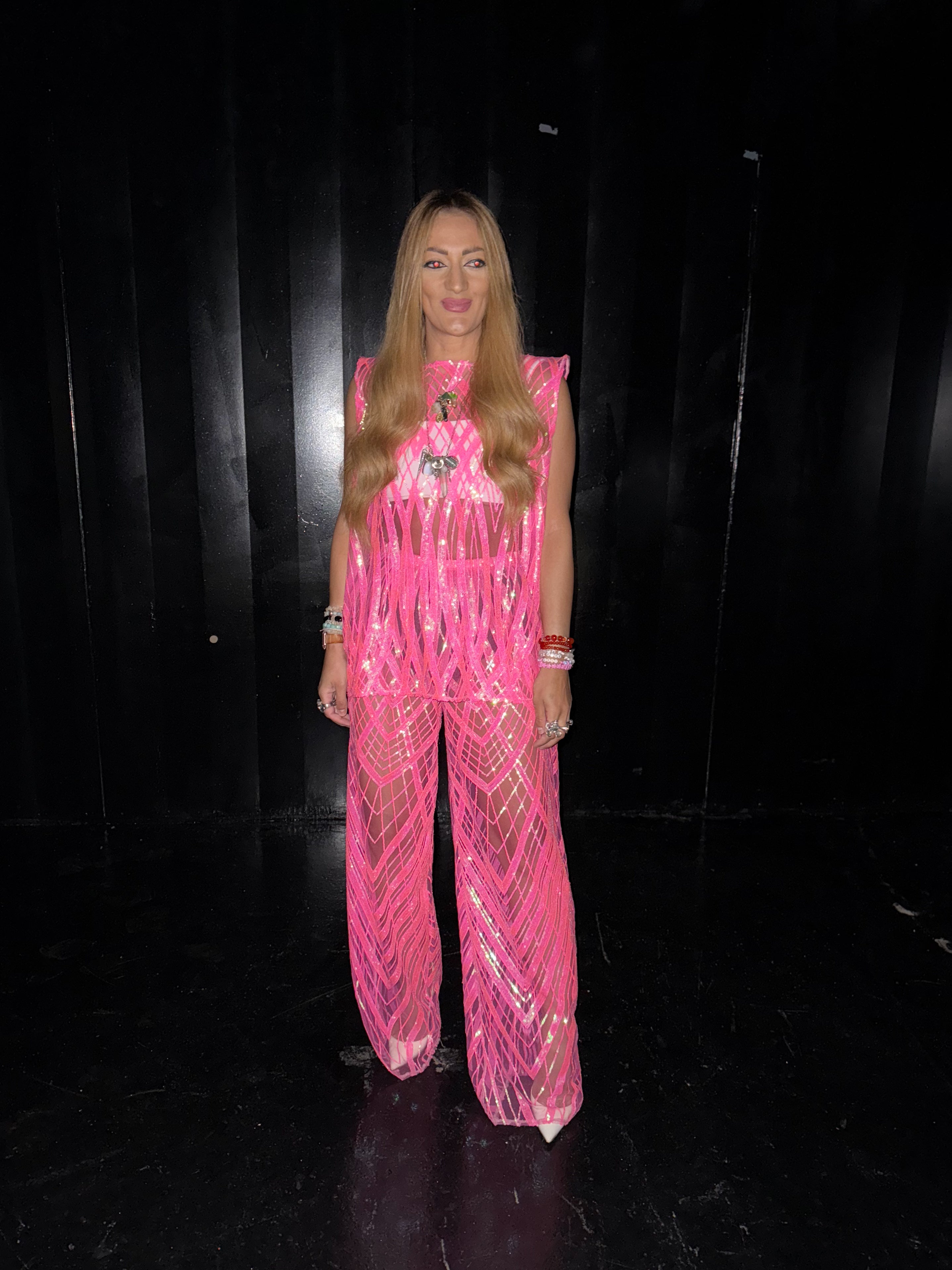 Solaris Vega Mesh Top In Hot Pink