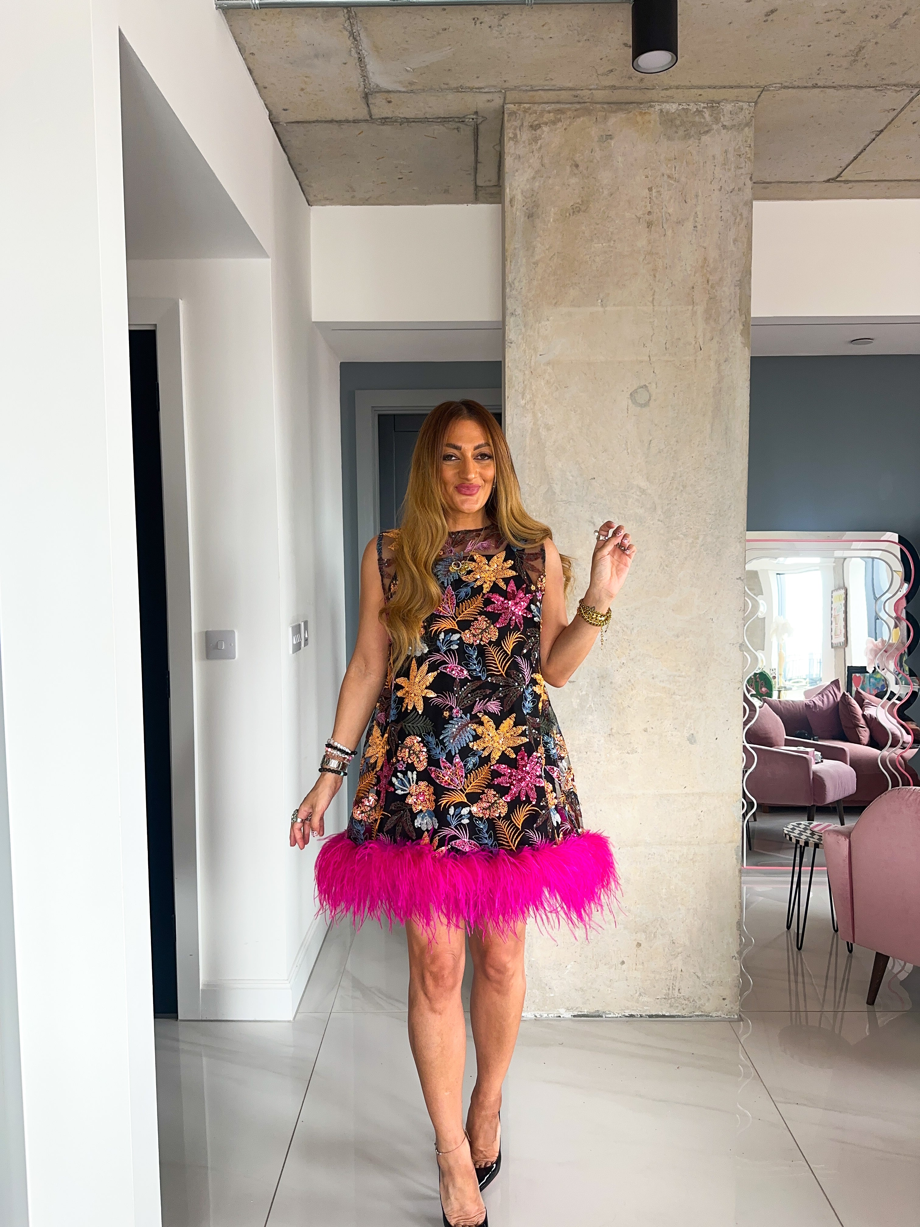 The Flora Sequin Dress In Black
