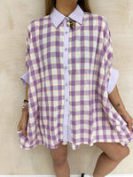 Oversized Gingham Shirt/Dress In Lilac