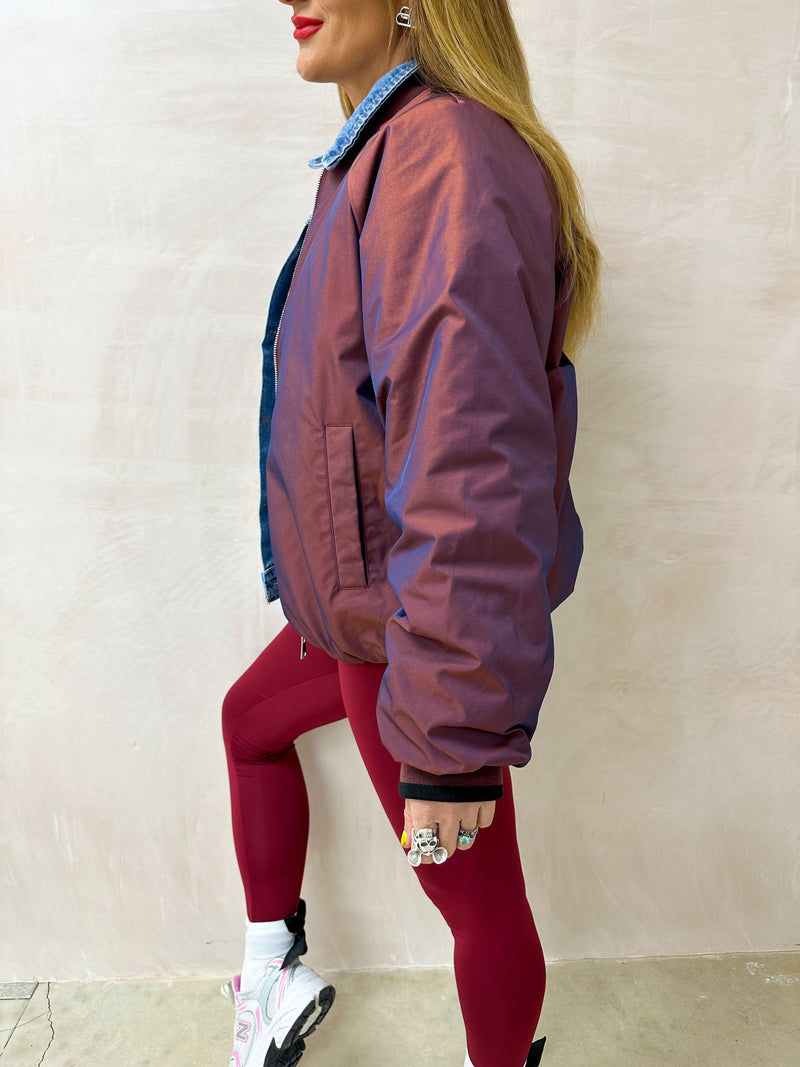 Reversible Bomber Jacket In Leopard Print & Burgundy