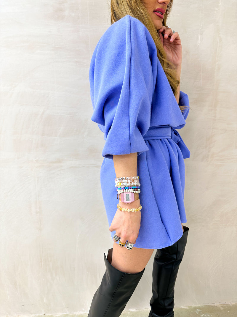 Puff Sleeve Sweatshirt Dress In Violet