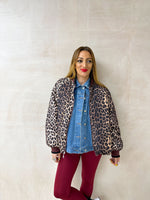 Reversible Bomber Jacket In Leopard Print & Burgundy