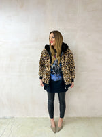 Faux Fur Bomber Jacket In Leopard Print