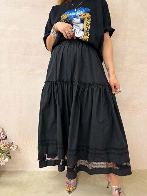 Tiered Maxi Skirt In Black