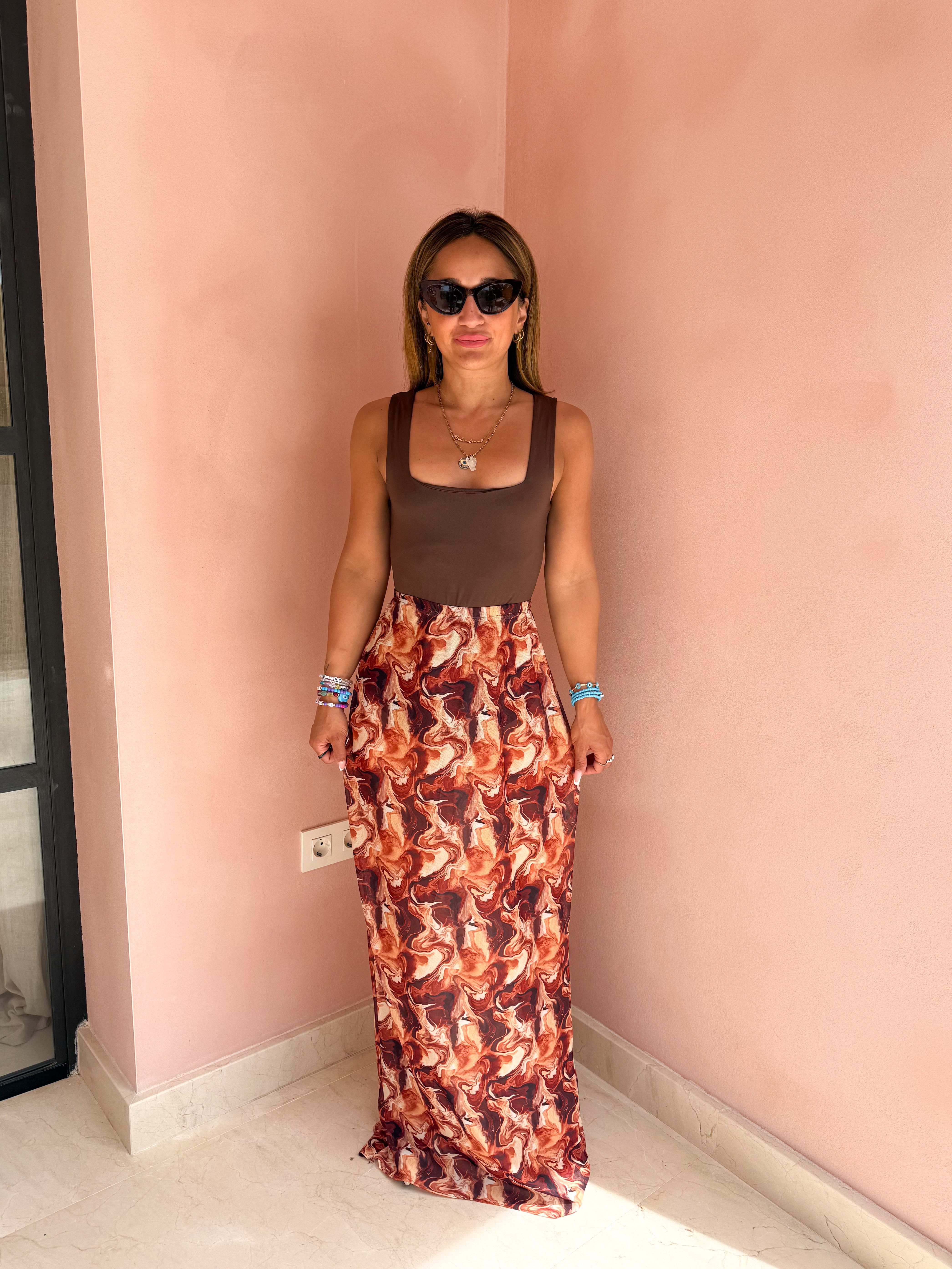 Square Front Bodysuit In Brown