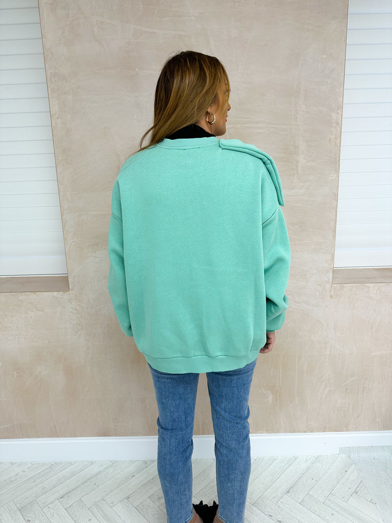 Bow Detail Sweatshirt In Green