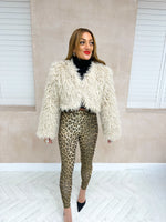 High Waisted Sparkly Leggings In Leopard Print
