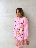 'Candy Shop' Embroidered Cardigan In Pink