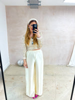 The Midnight Wide Leg Trousers In Champagne