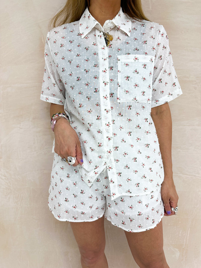 Scattered Floral Shirt In White