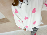 Baby Pink Scattered Heart Sweatshirt In White