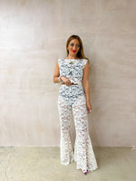 Fairytale Lace Extreme Flare Trousers In Cream