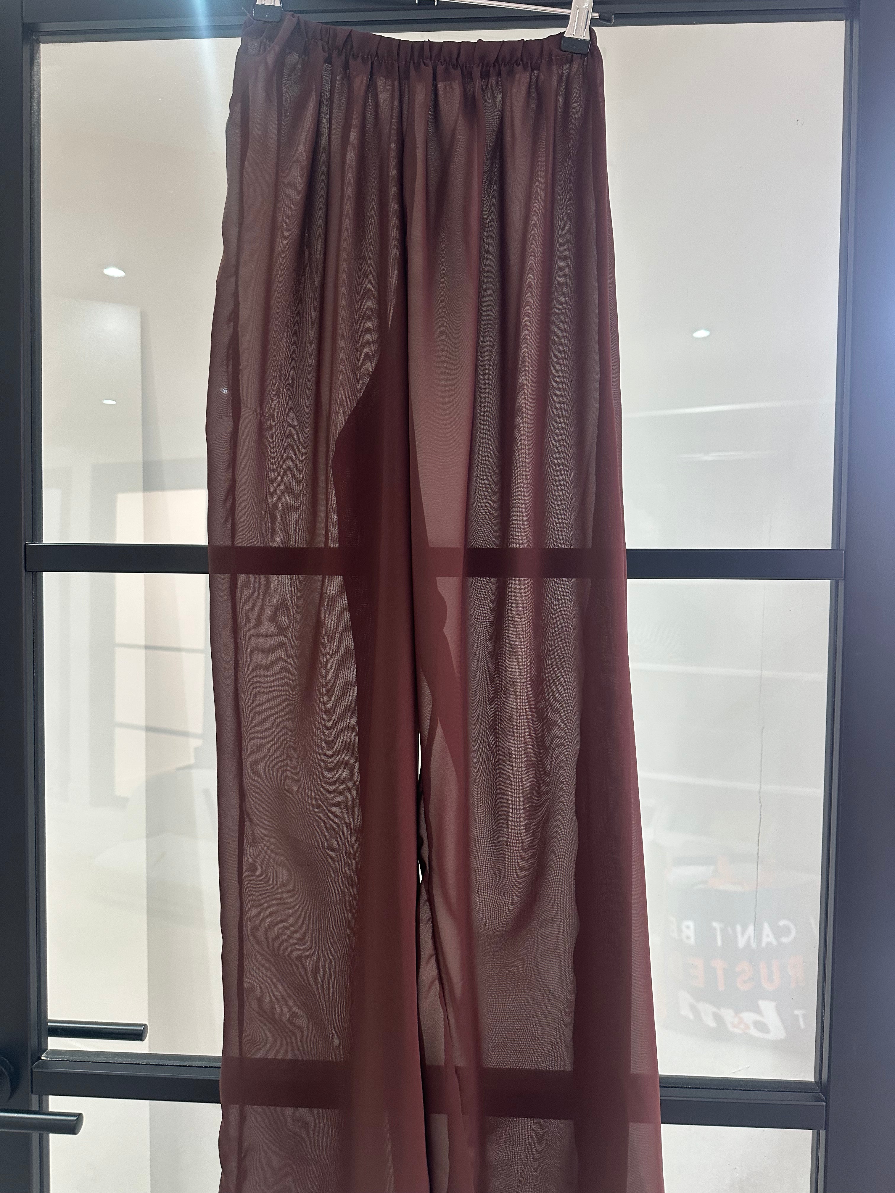 LOT 34 - Wide Leg Chiffon Trousers In Brown