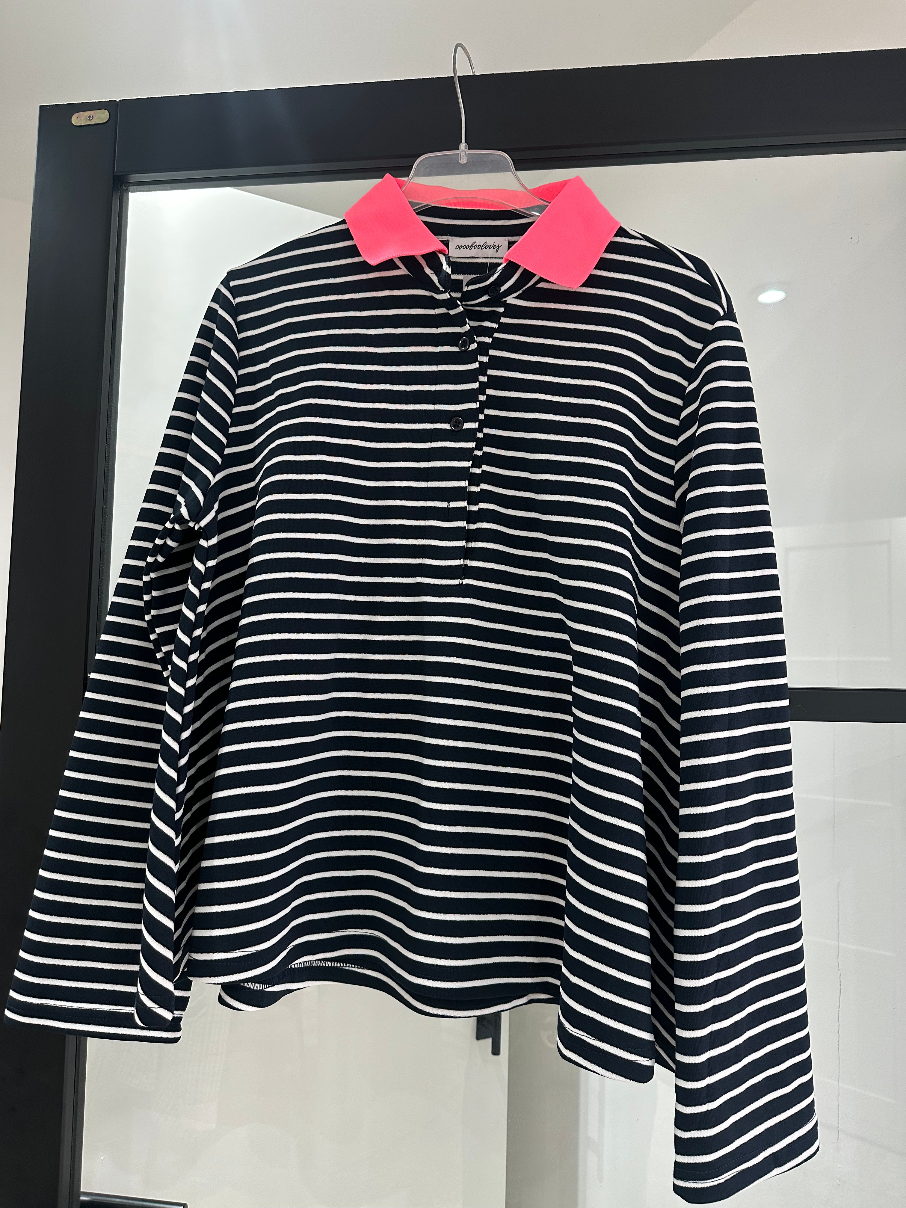 Lot 24 - Navy stripe Top with Contrast Collar