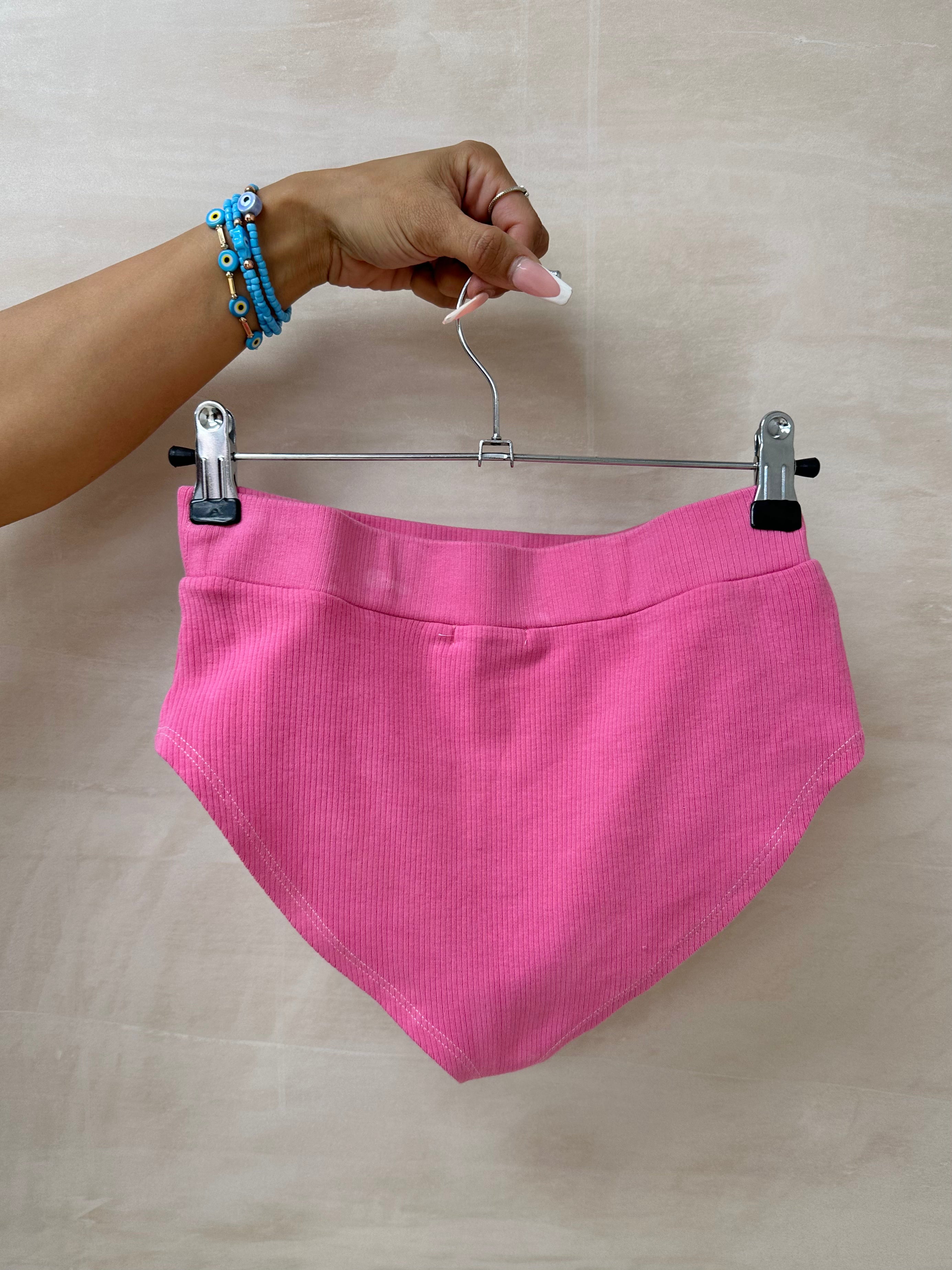High Waisted Ribbed Knickers In Hot Pink
