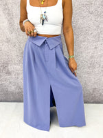 Fold Over Waist Tailored Skirt In Lilac