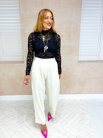 Tailored Suit Style Midi Trousers In Cream
