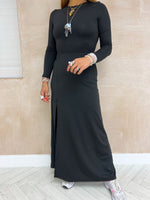 Long Sleeve Maxi Dress In Black