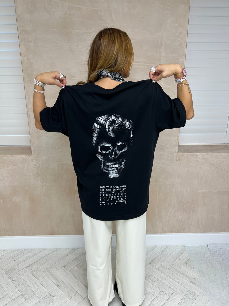 Faded Rebel Skull T-Shirt In Black